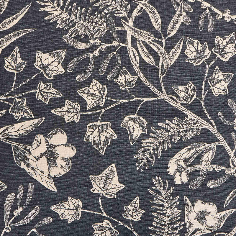 Habitat mono printed winter floral cushion navy 43cm, imported from the UK