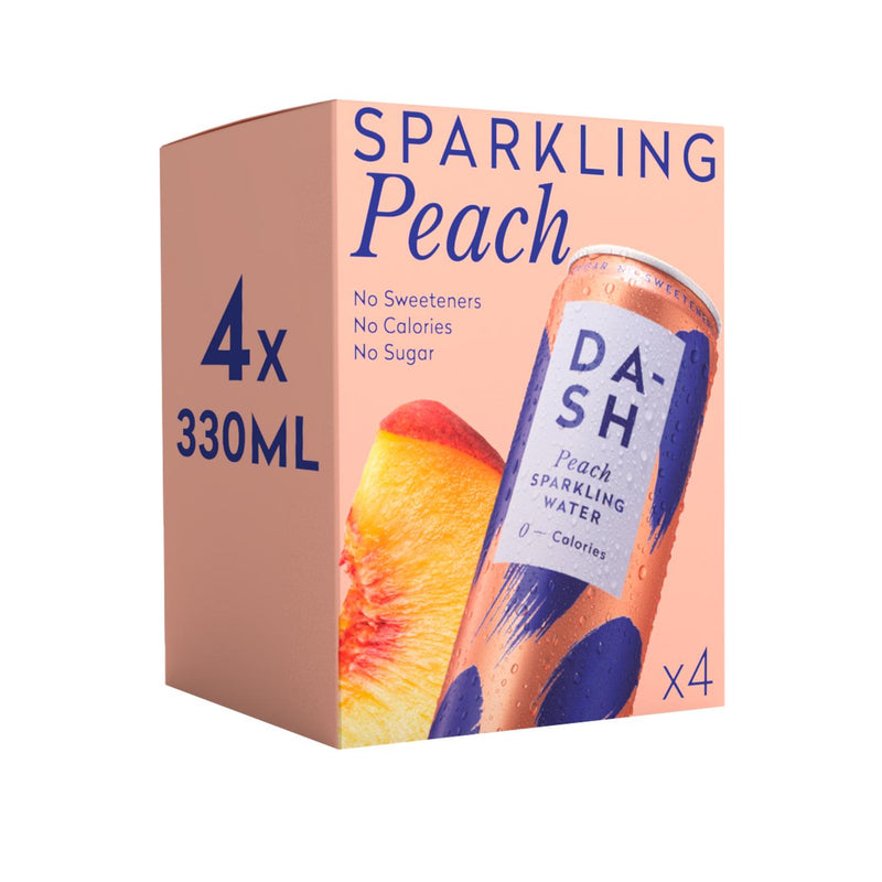 Dash peach sparkling water multipack 4 x 330ml - British product