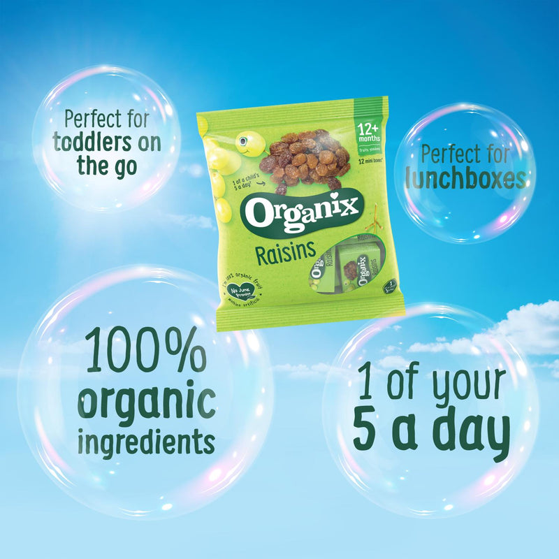 Organix mini organic raisin snack boxes 12x14g (British brand)