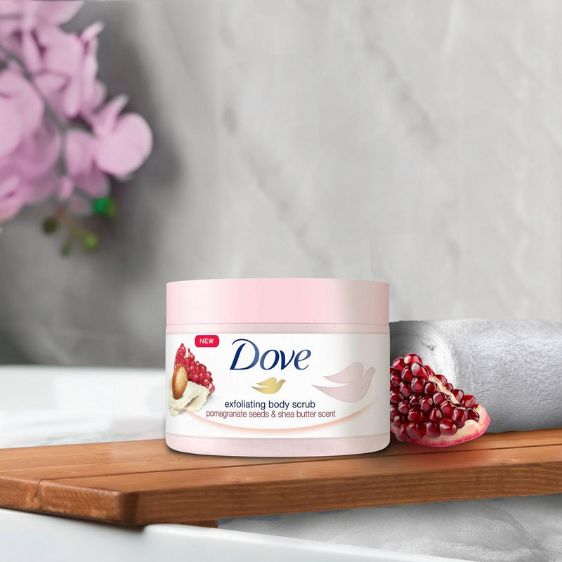 Dove Exfoliating Body Scrub Pomegranate Seeds Shea Butter 225ml - British product