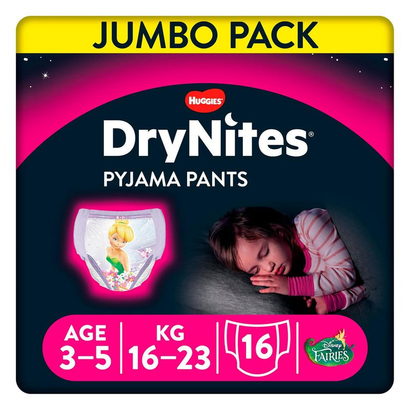 Huggies DryNites Girls Pyjama Pants for Bedwetting Age 3-4 Years 12-21kg x16