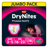 Huggies DryNites Girls Pyjama Pants for Bedwetting Age 3-4 Years 12-21kg x16