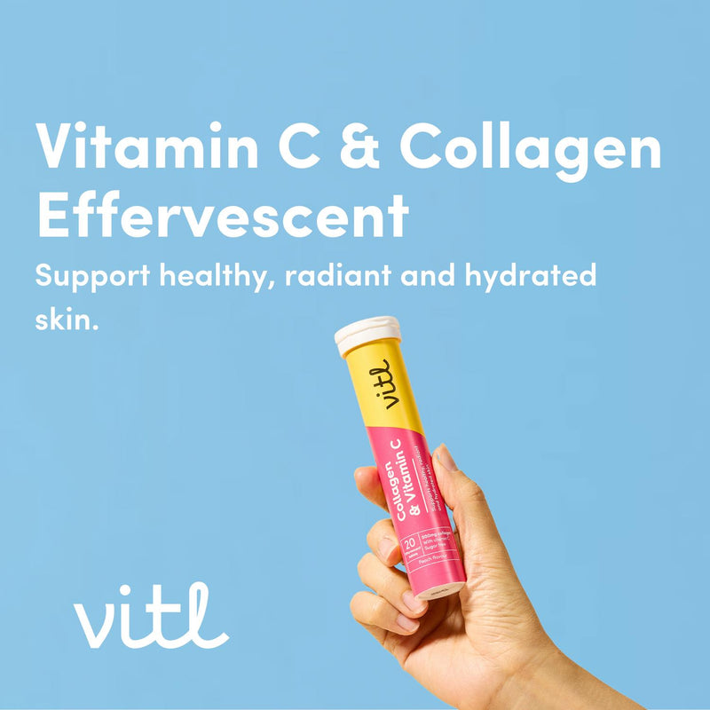 Vitl collagen and vitamin c peach tablets 20ct (British brand)