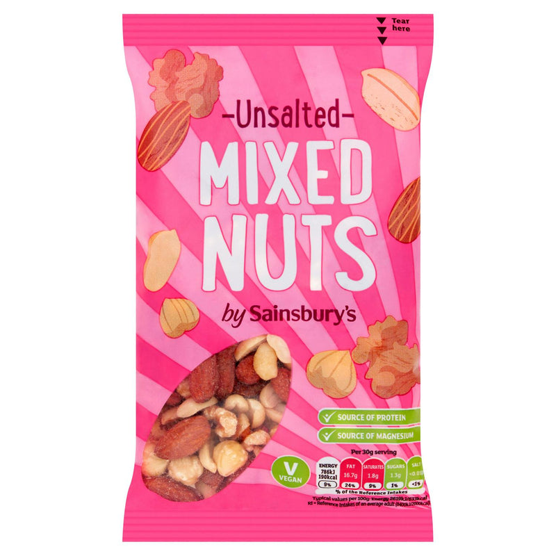 Sainsbury's unsalted mixed nuts 200g (British brand)