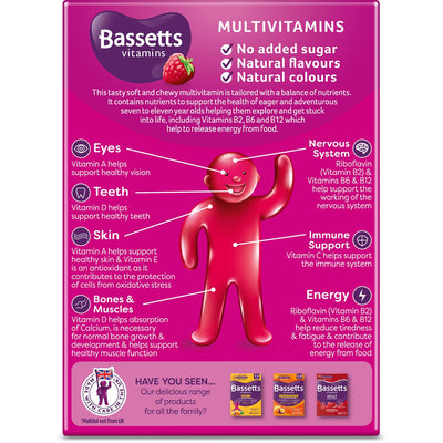 Sainsburys Himbeergeschmack Multivitamin Soft Chewy für Kinder von 7-11 Jahren, 60 Pastillen - Jetzt bei McGrocer online kaufen