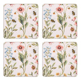Sainsbury's bee floral corkback coasters set of 4 (British brand)
