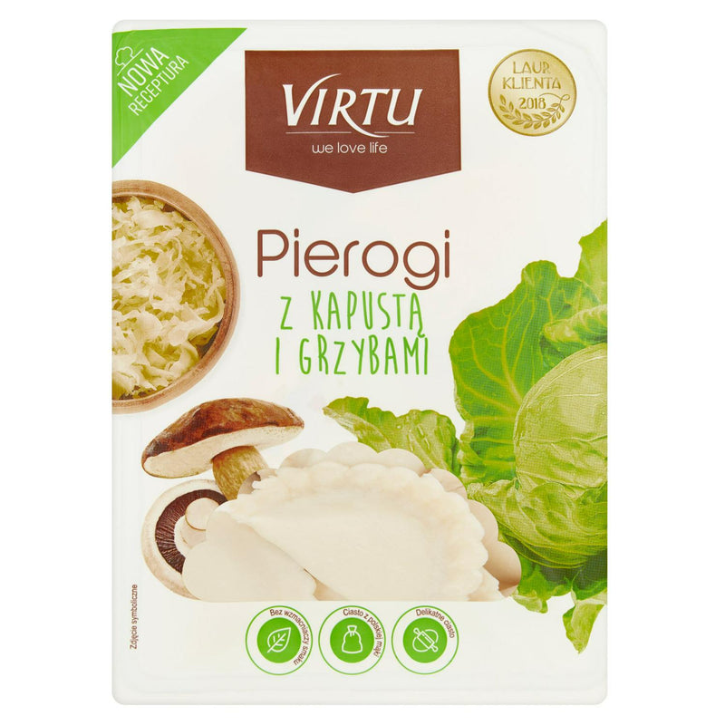 Virtu pierogi with sauerkraut and mushrooms 400g, imported from the UK
