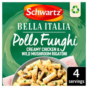 Schwartz Bella Italia Pollo Funghi Creamy Chicken & Wild Mushroom Rigatoni Recipe Mix 30g