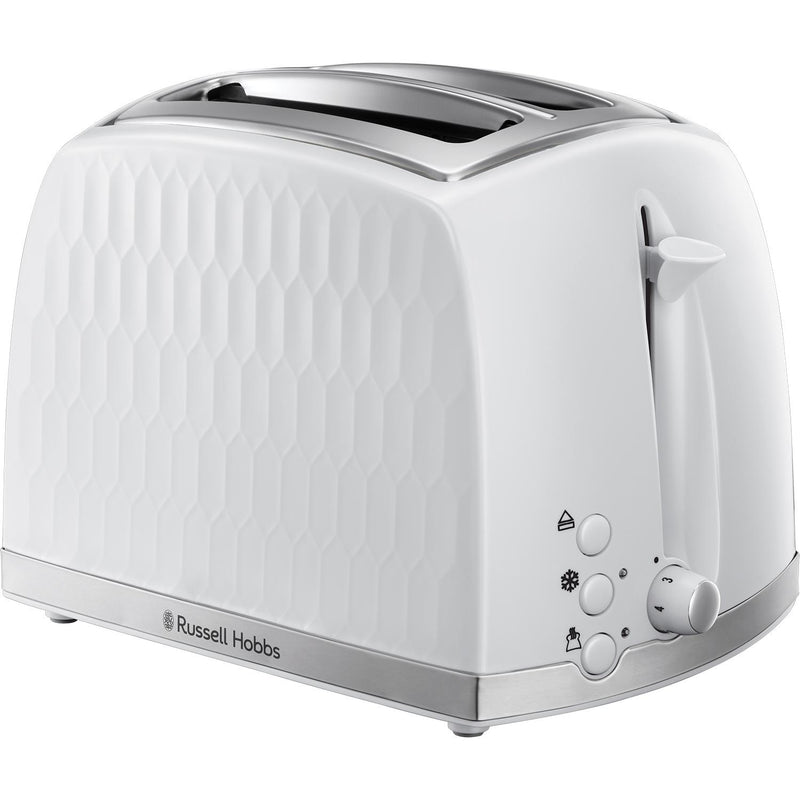 Russell Hobbs Honeycomb white 2 slice toaster, UK version