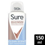 Sure Women Clean Scent 96h Maximim Protection Antiperspirant Deodorant 150ml