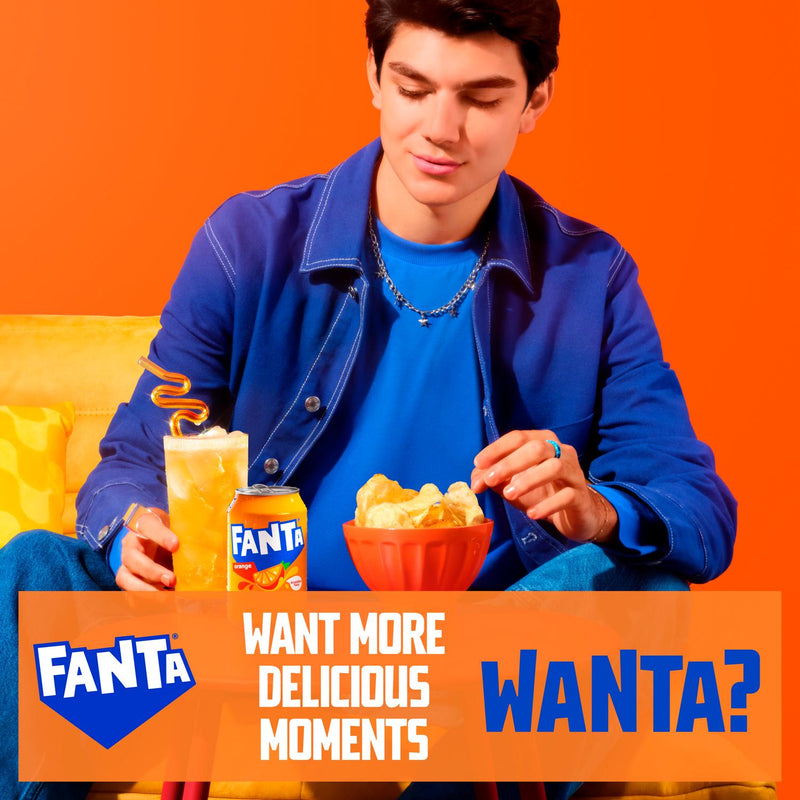 Fanta Orange soft drink can 330ml - British product
