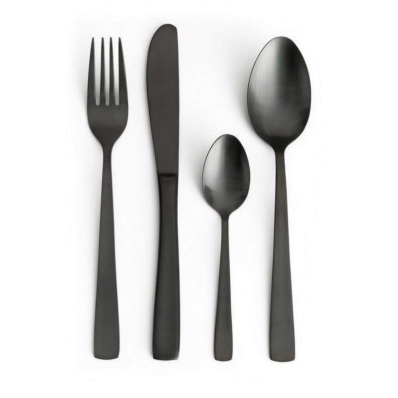 Habitat satin black cutlery set 16pc, UK version