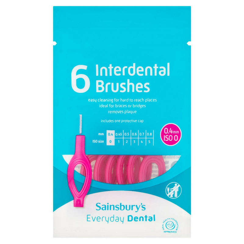 Sainsbury's Interdental Brush 0.4mm ISO 0 Pink x6