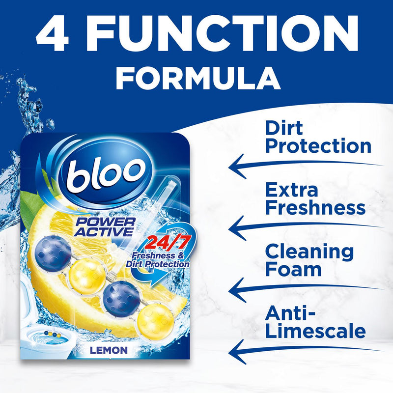 Bloo Power Active Lemon toilet rim block 50g - British product