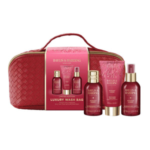 Vegan Wash Bag Gift Set with Body Spritz, Wash, and Cream - Midnight Cherry