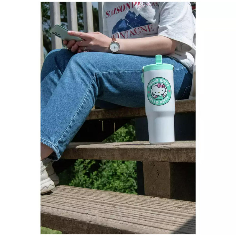 Hello Kitty Stainless Steel Cup Green White 850ml, UK version
