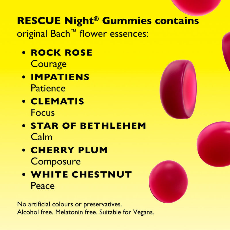 Bach Rescue Night Raspberry Gummies 60 pack - British product