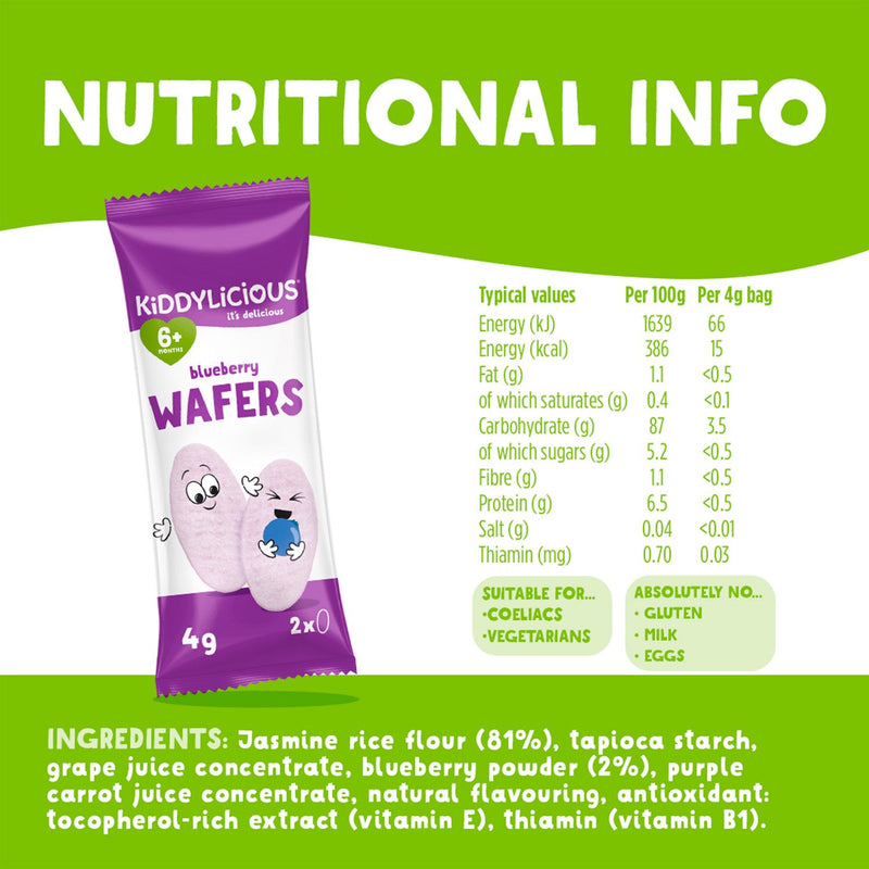 Kiddylicious Blueberry Maxi Wafers Baby Snacks 10x4g