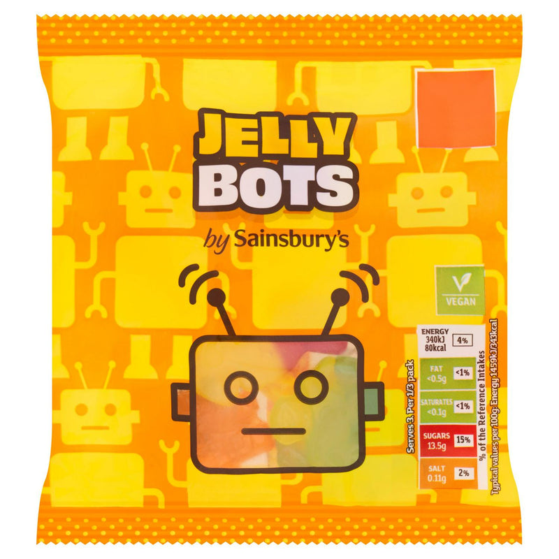 Sainsbury's Jelly Bots mixed fruit gummies 70g (British brand)