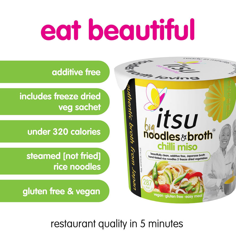 itsu Big Chilli Miso Instant Noodles Pot 98g, UK version