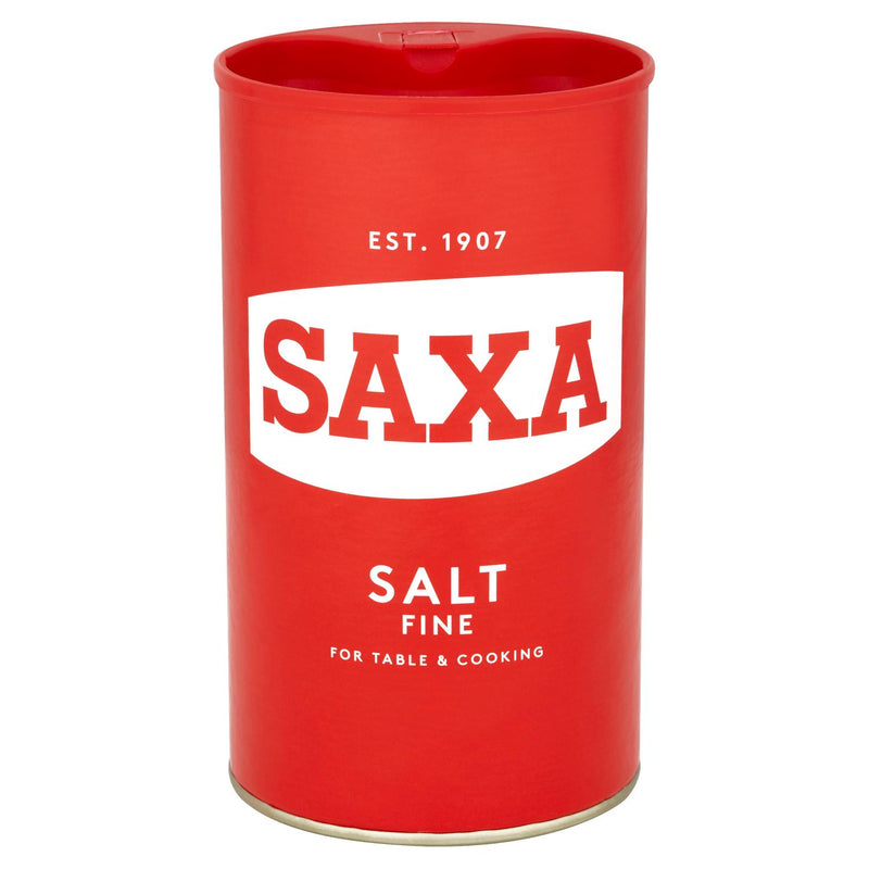 Saxa fine table salt drum 750g (British brand)