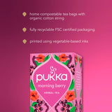 Pukka Organic Morning Berry Fruit Tea Home Compostable Herbal Tea Bags x20