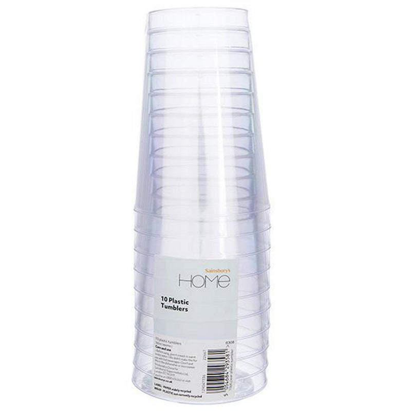 Sainsbury's Home Clear Plastic Tumblers 380ml 10 pack (British brand)