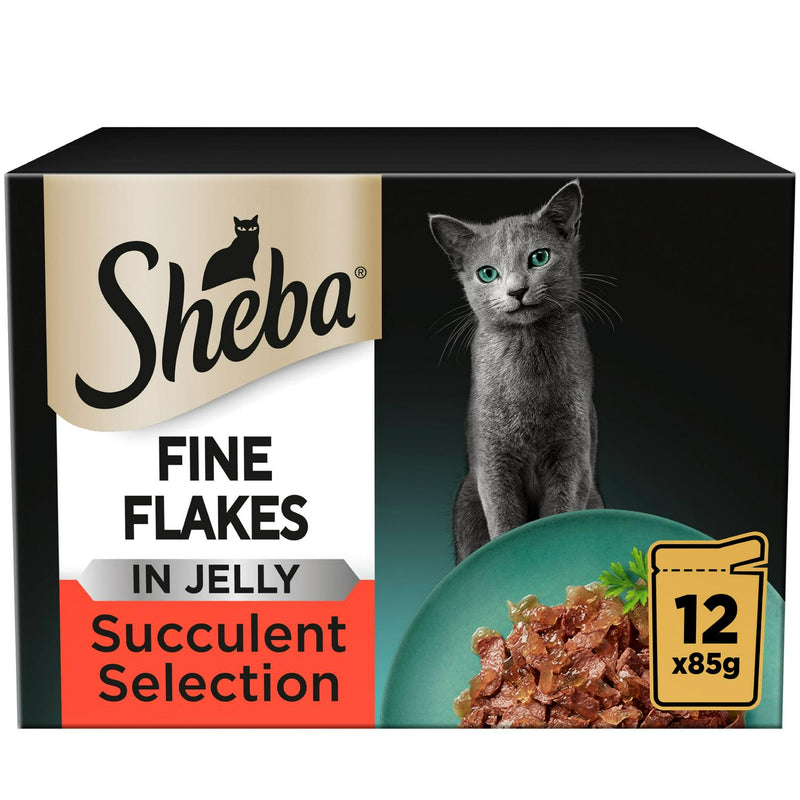 Sheba Fine Flakes Succulent Selection in Jelly Cat Food Pouches 12 x 85g