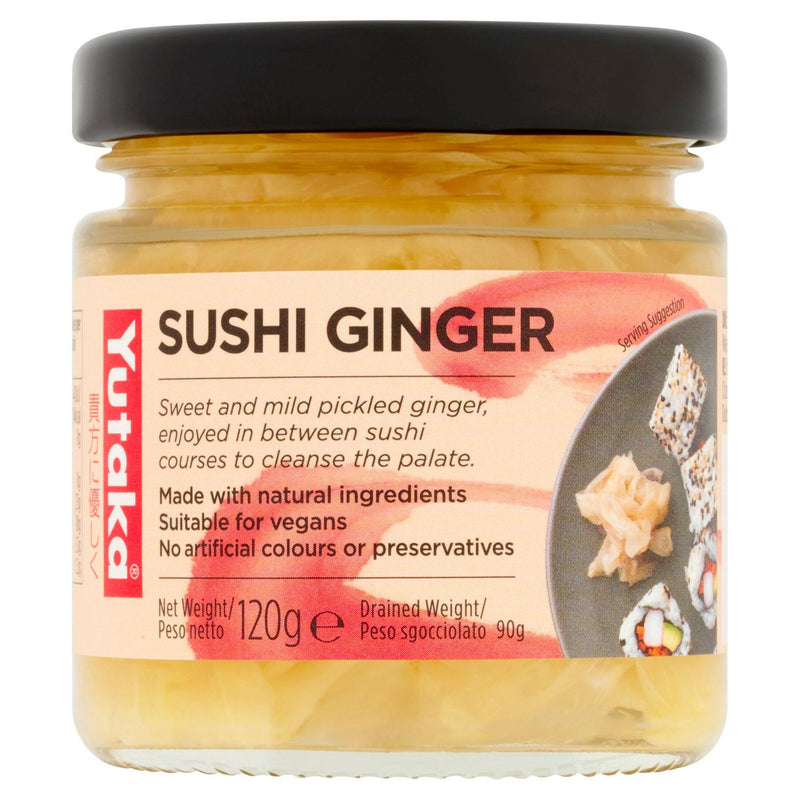 Yutaka pickled sushi ginger slices 120g sweet mild flavour (British brand)