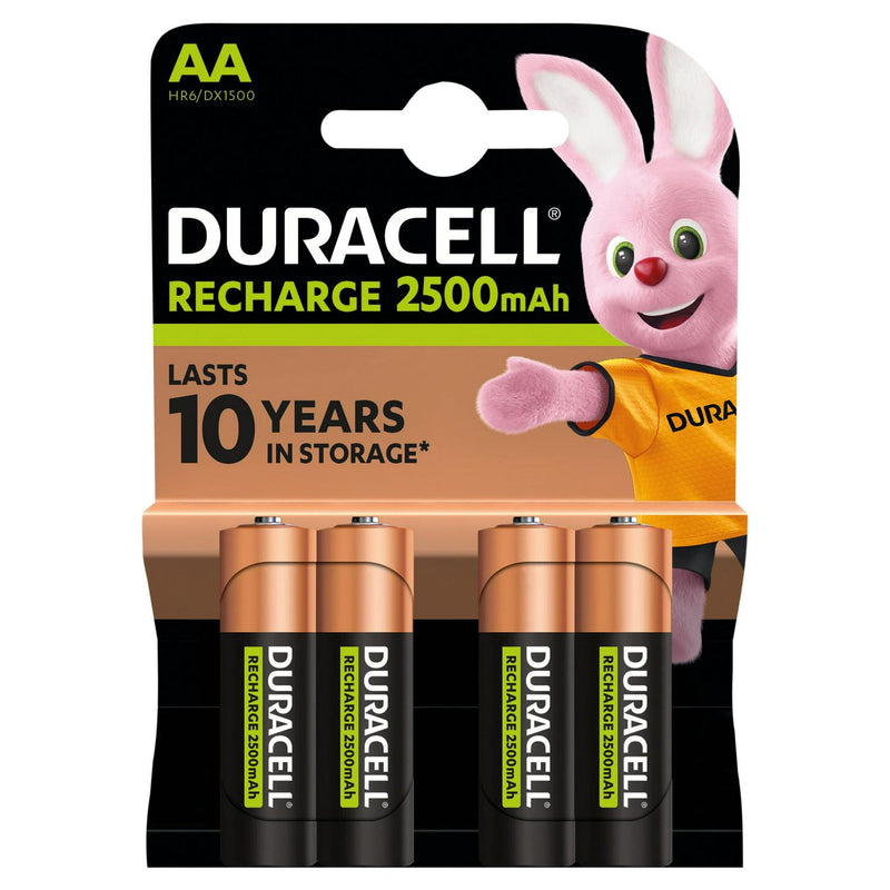 Duracell Rechargeable AA 2500mAh batteries, pack of 4
