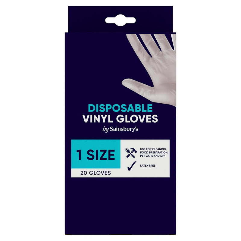 Sainsbury's 20 Disposable Vinyl Gloves 1 Size