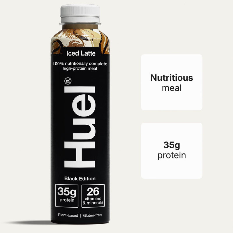 Huel Black Edition Iced Latte 500ml plant-based meal replacement, UK version