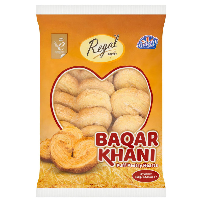 Regal Bakery Baqar Khani Puff Pastry Hearts 350g, imported from the UK.