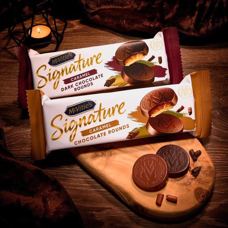 Dark Chocolate Caramel Centre Biscuit Rounds 109g