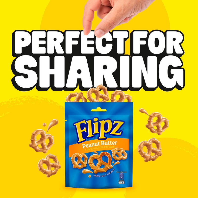 Flipz Peanut Butter Flavour Coated Pretzel Snacks 90g