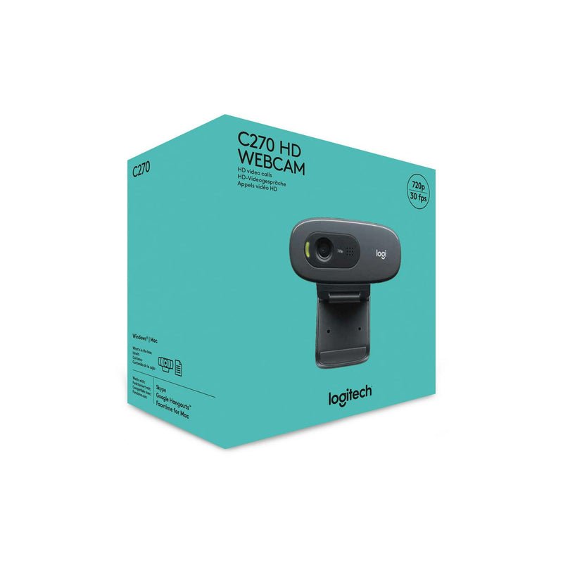 Logitech C270 HD Webcam 720p video capture device, UK version