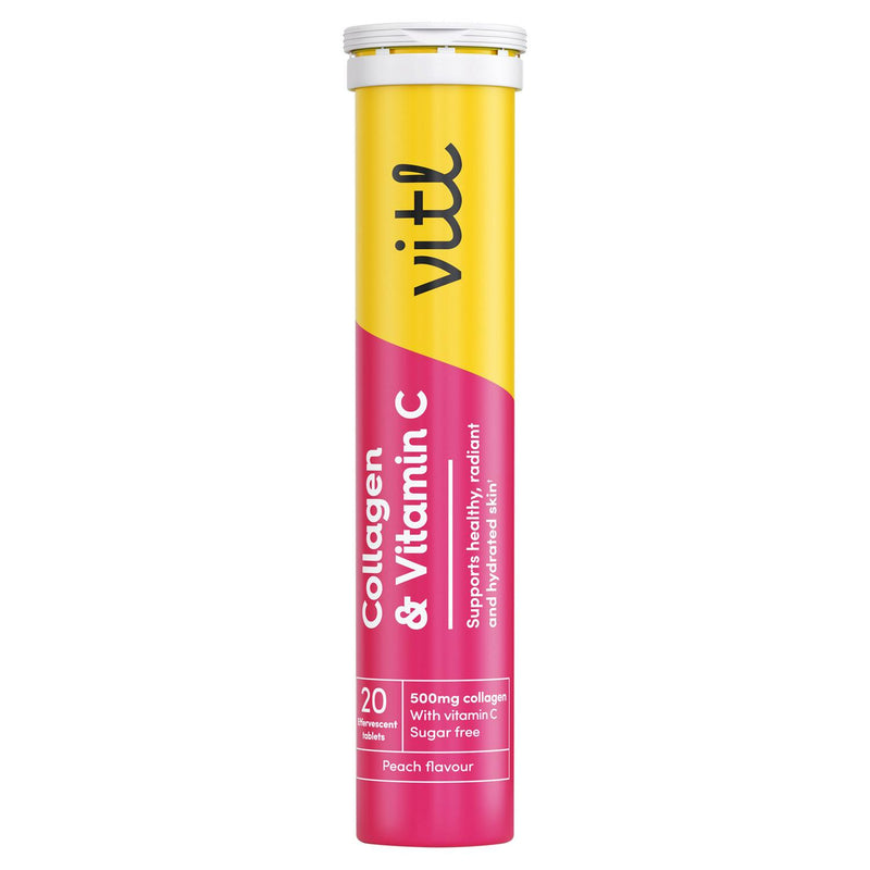 Vitl collagen and vitamin c peach tablets 20ct (British brand)