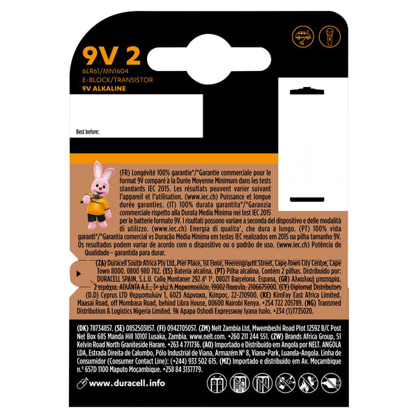 9V Alkaline Batteries, Pack of 2