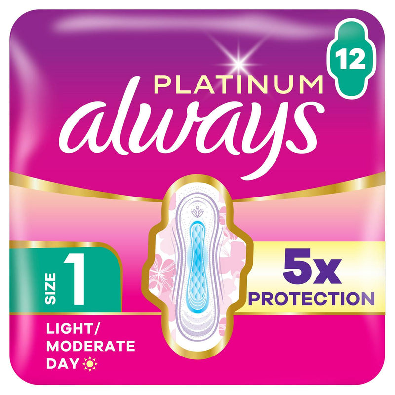 Always Platinum Normal (Size 1) Sanitary Towels Wings x12