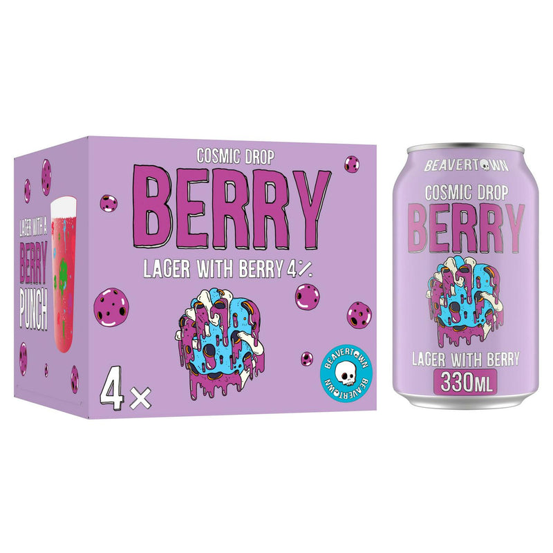 Beavertown Cosmic Drop Berry Punch beer 4 x 330ml - British product