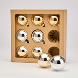 Habitat Pack of 9 Glass Christmas Baubles - Silver & Gold