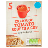 Sainsbury's Cream of Tomato Soup in a Cup instant soup sachets 5-pack, imported from the UK