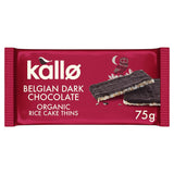 Kallo organic dark chocolate rice thins 75g, UK version