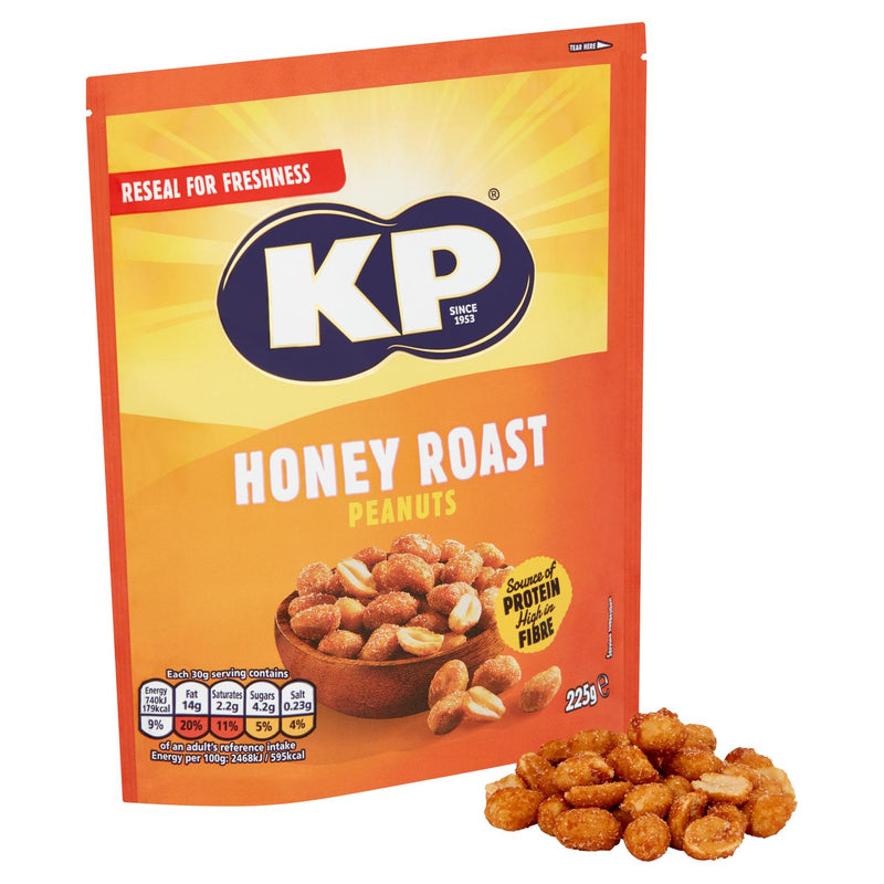 KP honey roast peanuts 225g, imported from the UK