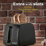 Russell Hobbs Textures Black Toaster 2 Slice, imported from the UK