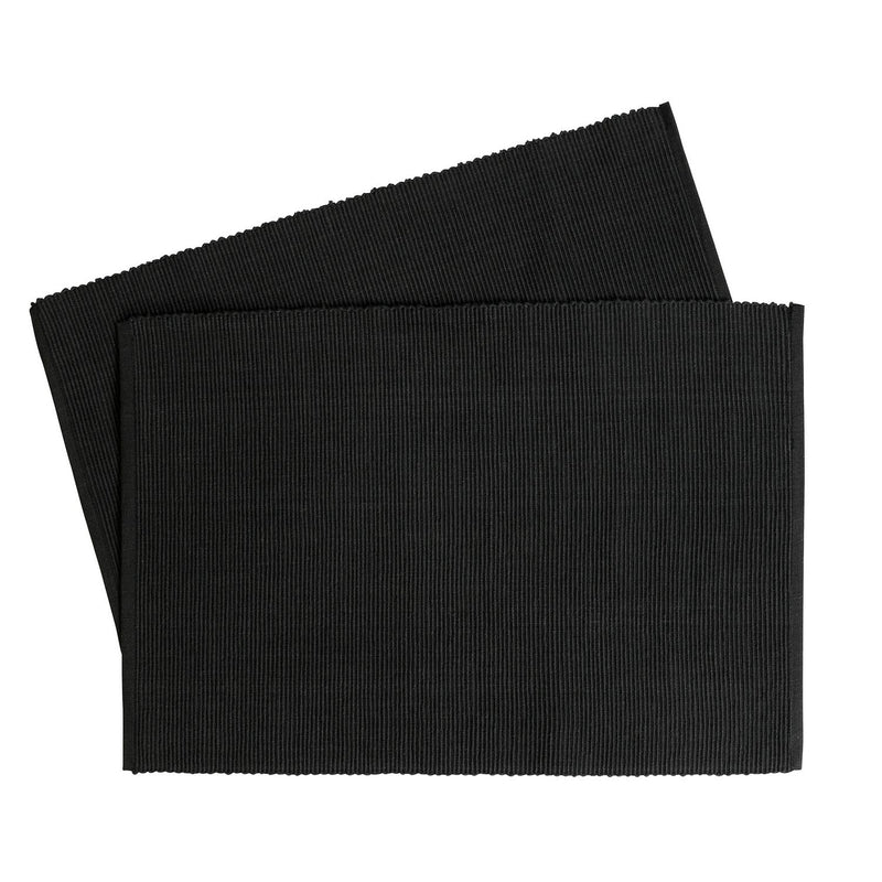 Habitat Ribbed Placemat Charcoal 2pk