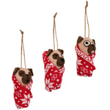 Habitat Pack of 3 Pugs Wrapped In Blanket Hanging Decoration