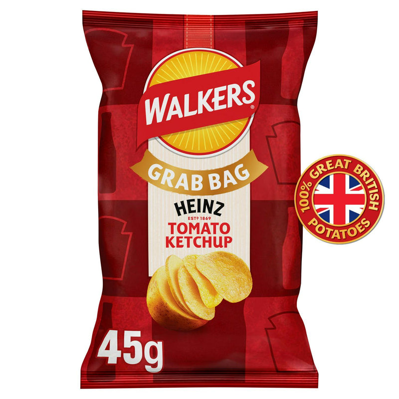 Walkers tomato ketchup grab bag crisps 45g (British brand)