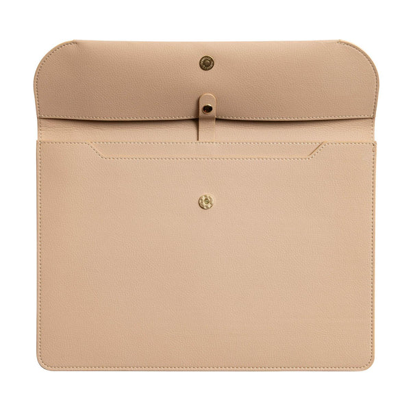 A4 Textured Faux Leather Document Wallet with 2 Compartments and Flap Closure