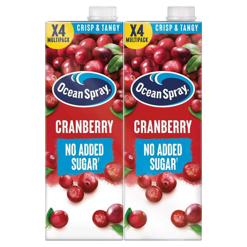 Ocean Spray Cranberry Juice No Added Sugar 4 x 1L imported from the UK